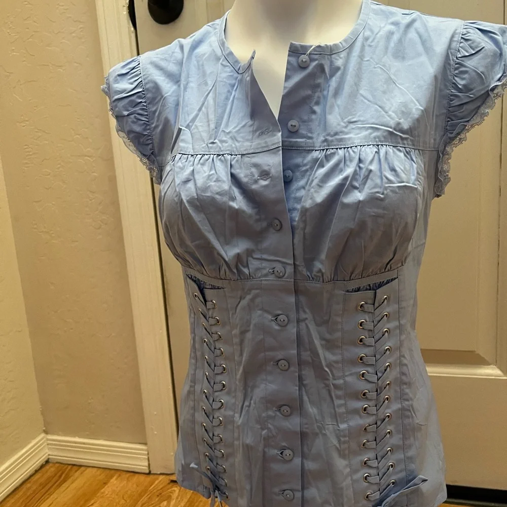 Moda International Sleeveless Sky Blue Top - Picture 3 of 10